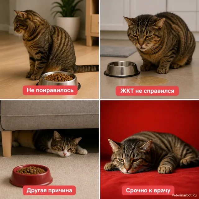 Сменил корм правильно — кот всё равно не ест