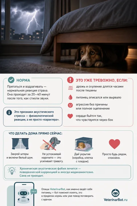Гроза и салют: страх питомца или уже стресс-расстройство