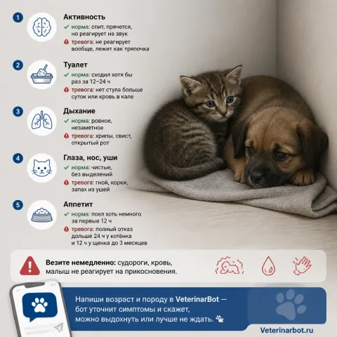 Первые 72 часа с котёнком или щенком