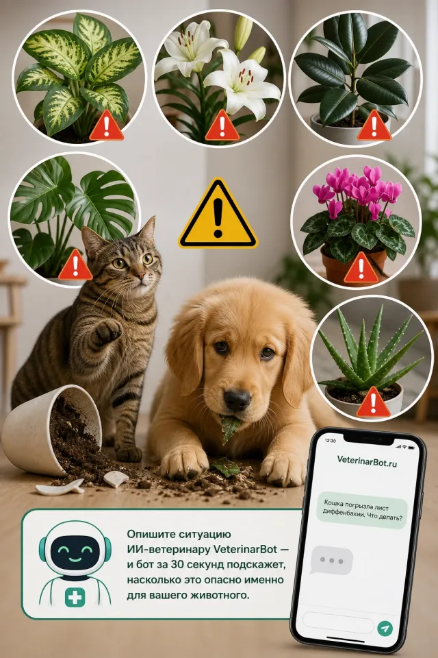 Опасные комнатные растения для питомцев
