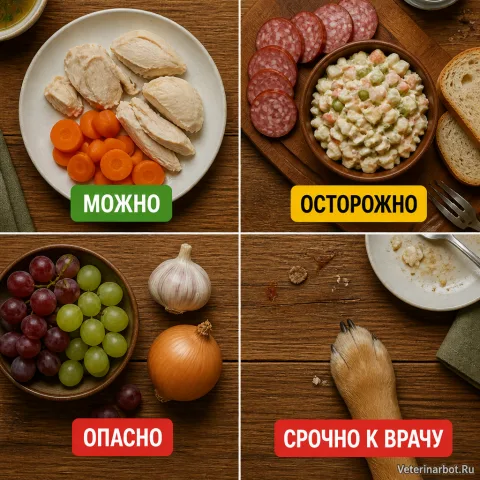 Праздничный стол: светофор опасности для питомца
